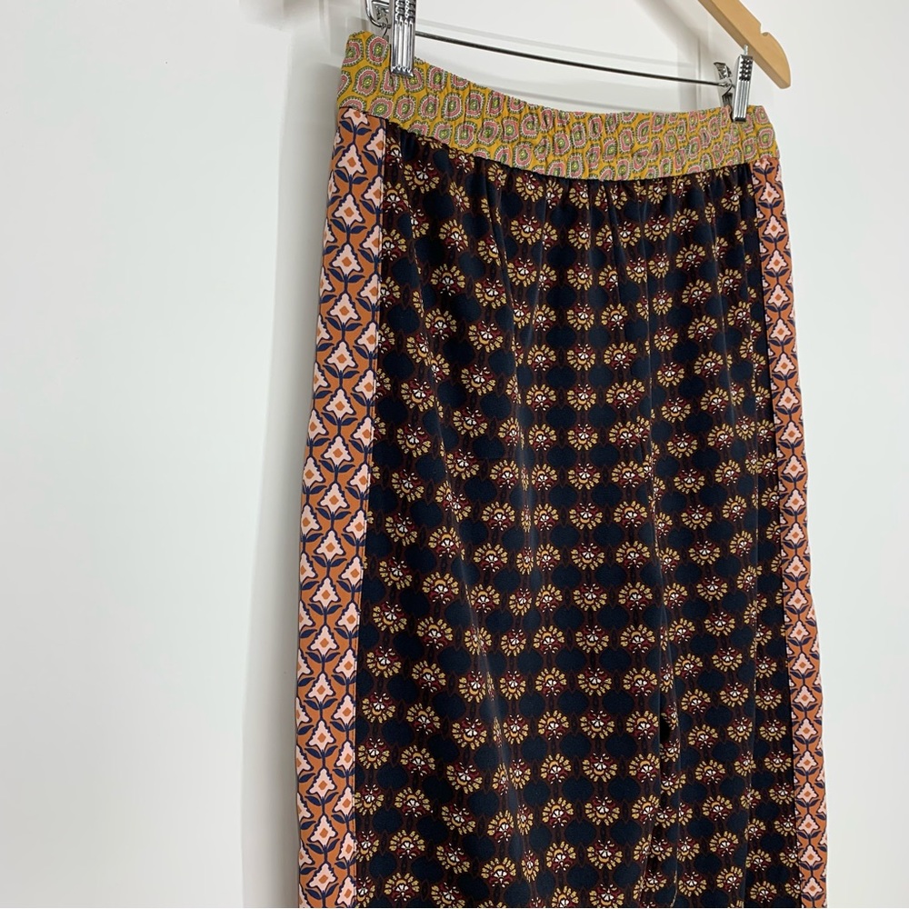 Zara Mixed Print Boho Pull On Wide Leg Cropped Pants High Rise/Drop Crotch Sz Lg - Picture 7 of 16
